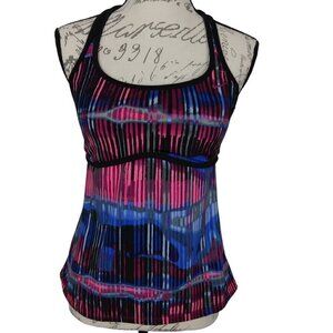 Nike |  Athletic Racerback Tank Built-In Bra Stripe Stretch | Size L